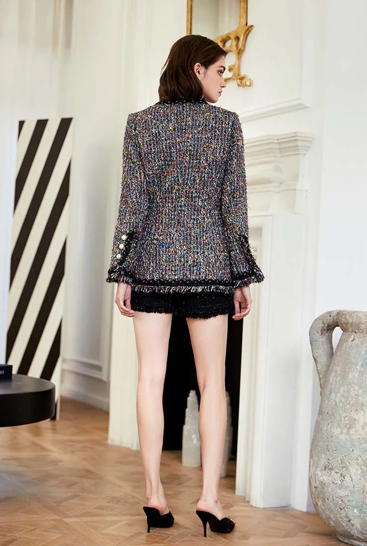 Spring Vintage V-neck Fringe Trim Overcoat