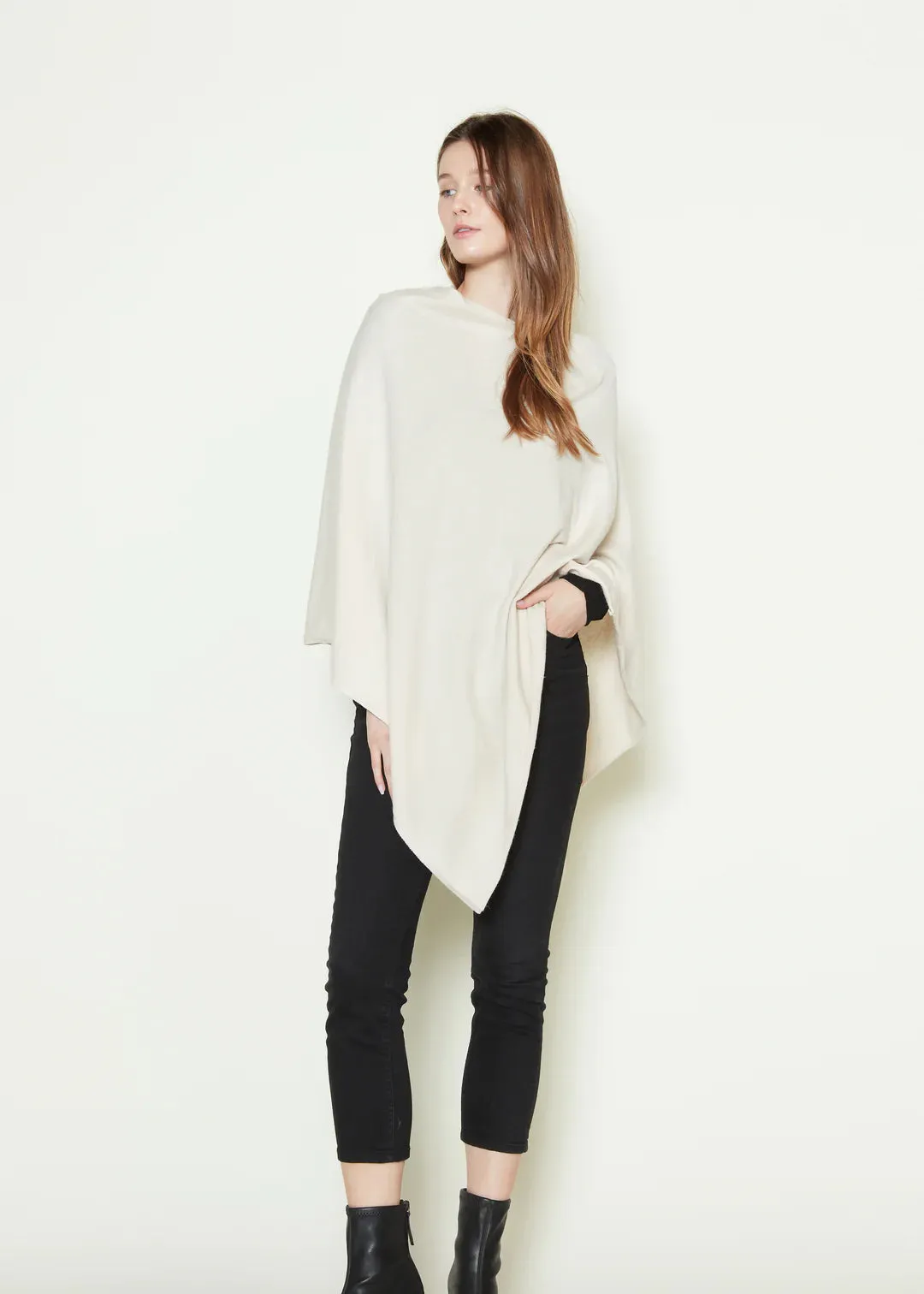 Terri Triangle Poncho in Ivory