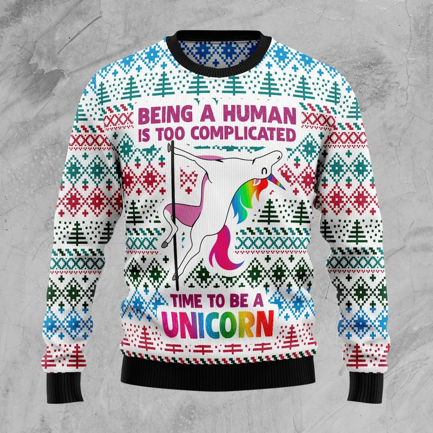 Ugly Sweater JulesRoche All-Over-Print Wool Cotton Blend