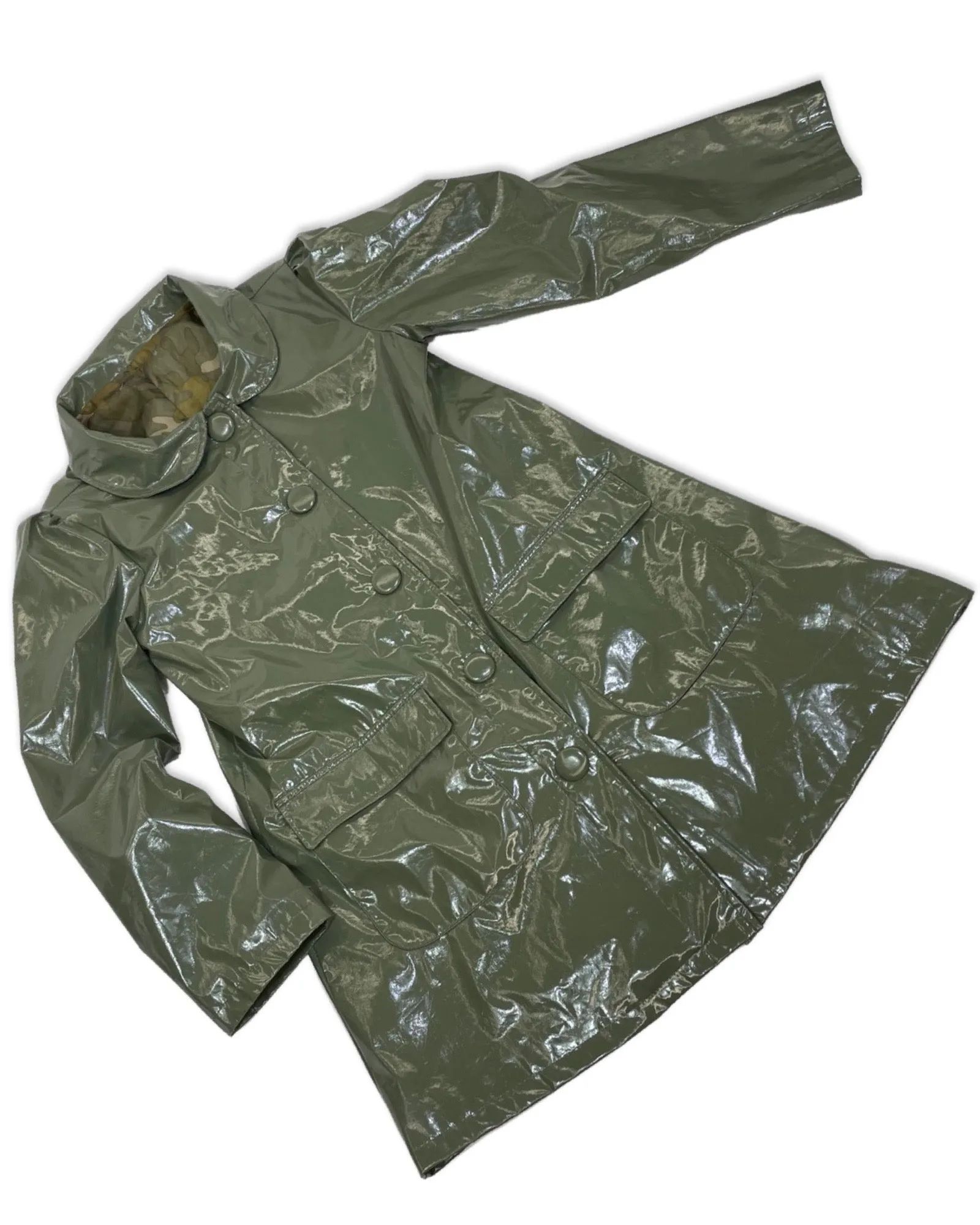 VINTAGE : GREEN PVC COAT : S/M