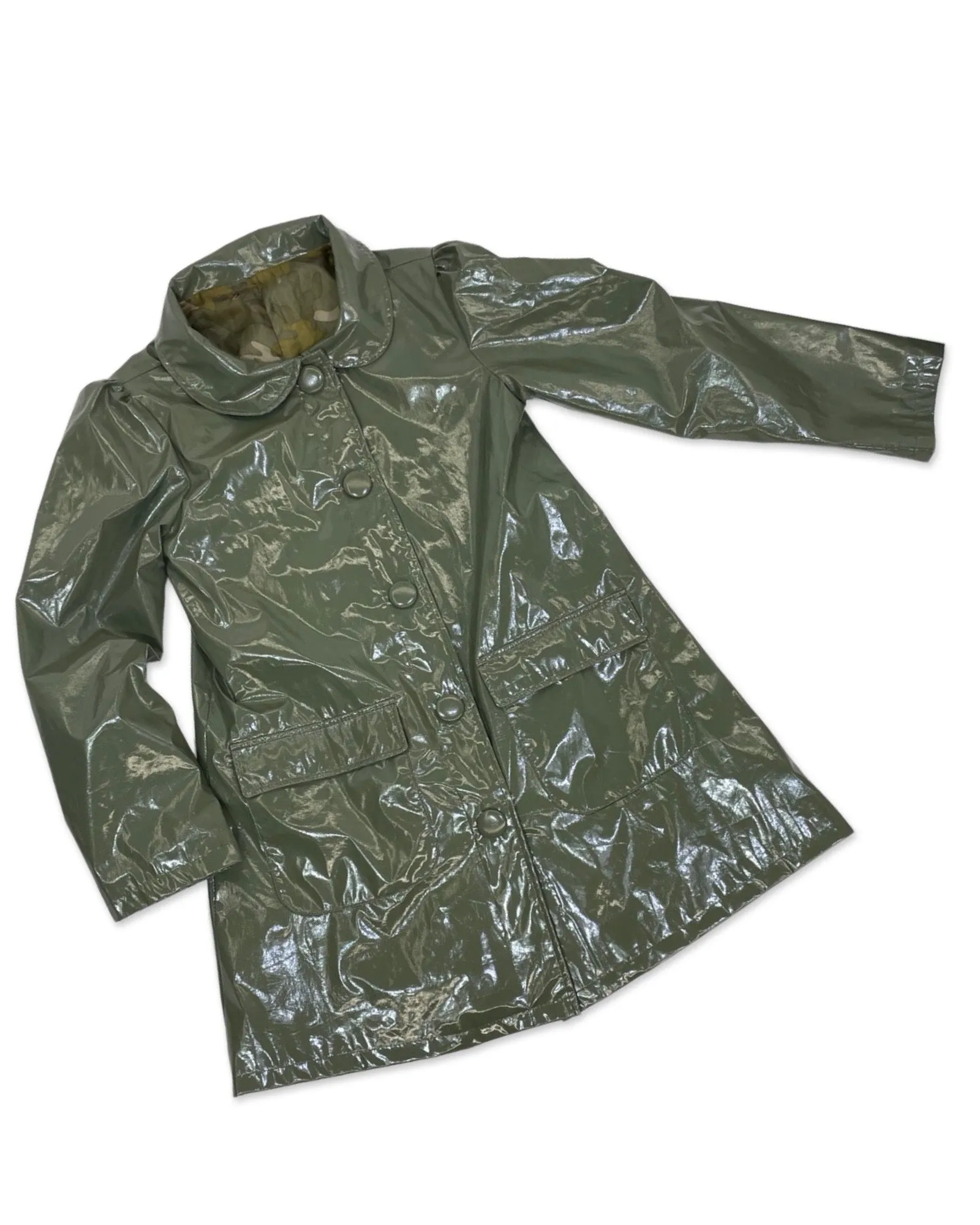 VINTAGE : GREEN PVC COAT : S/M