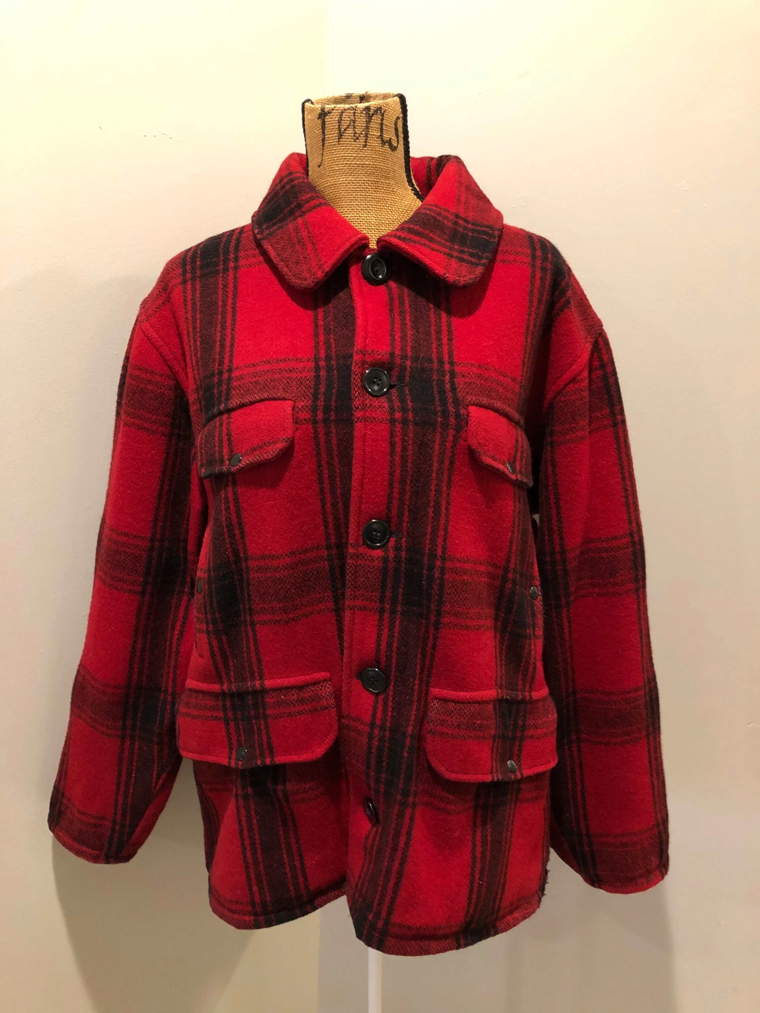 Vintage Johnson Woolen Mills Red Plaid Wool Hunting Jacket