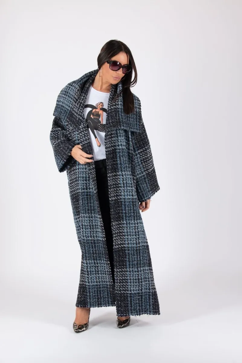 Winter Blue Plaid Coat Ofelia SALE