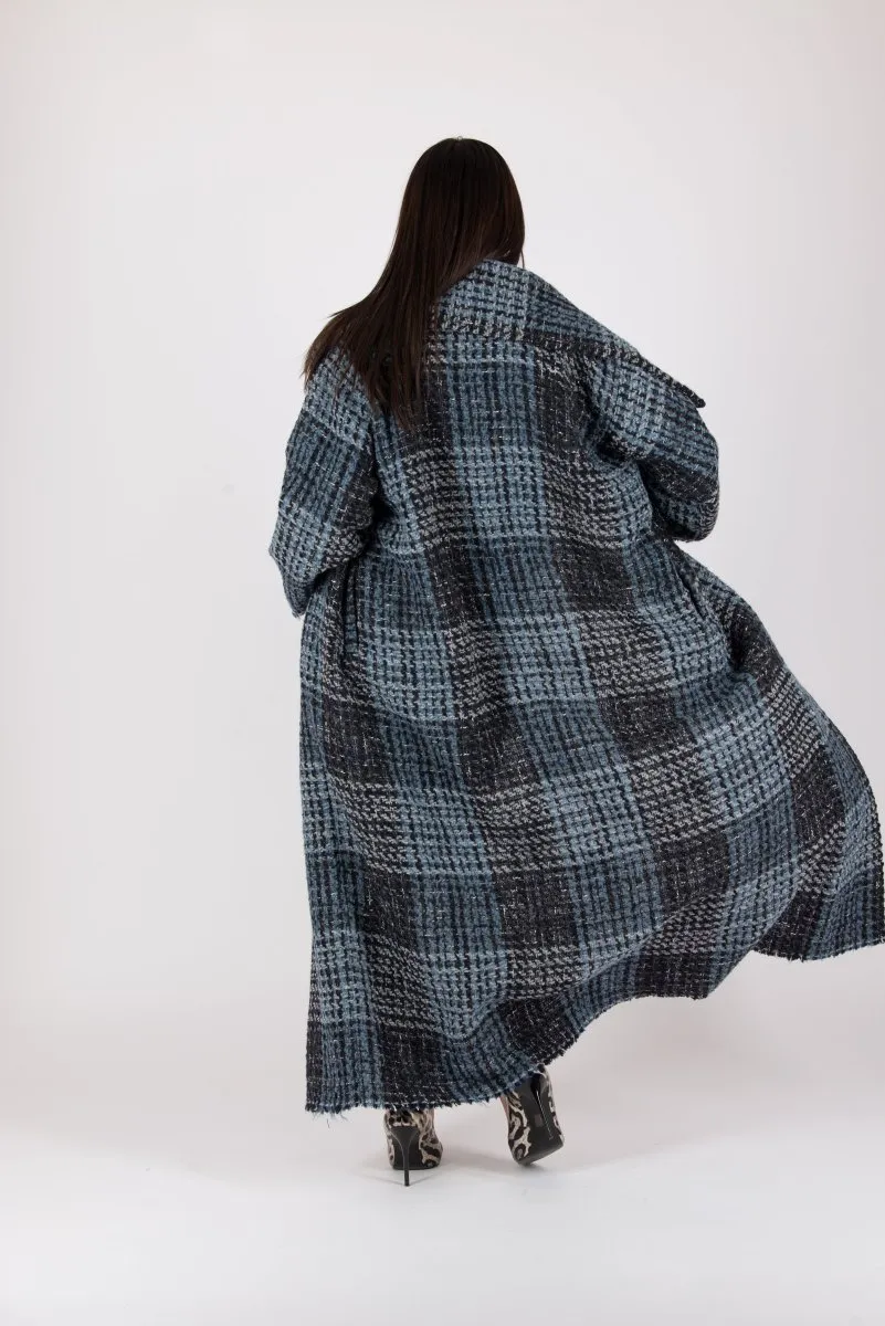 Winter Blue Plaid Coat Ofelia SALE