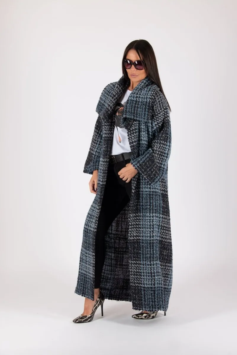 Winter Blue Plaid Coat Ofelia SALE