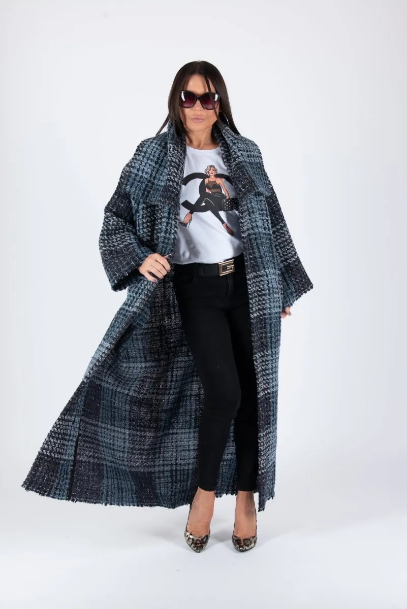 Winter Blue Plaid Coat Ofelia SALE