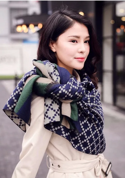 Winter Women's Scarves Cashmere Plaid Scarf