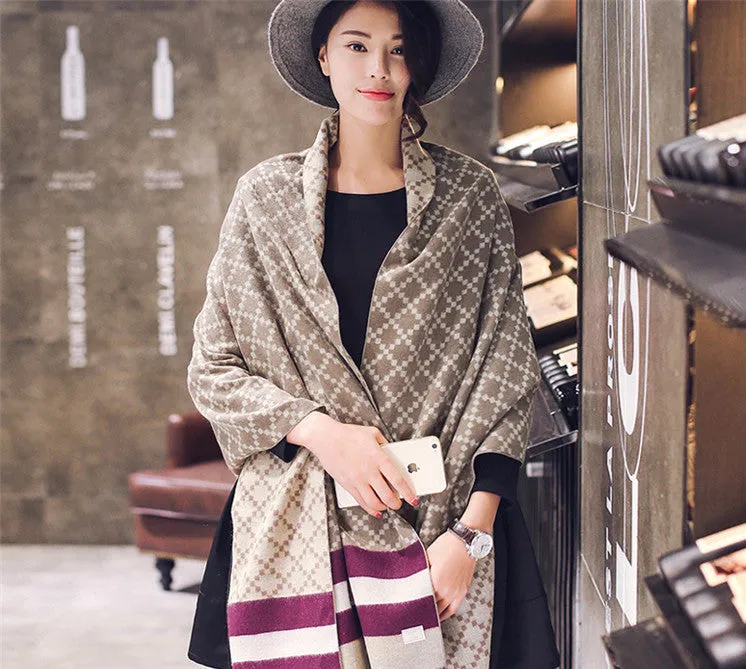 Winter Women's Scarves Cashmere Plaid Scarf