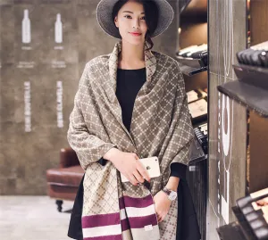 Winter Women's Scarves Cashmere Plaid Scarf