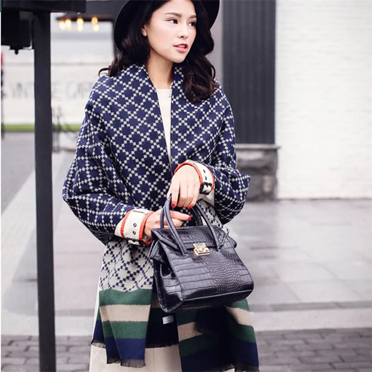 Winter Women's Scarves Cashmere Plaid Scarf