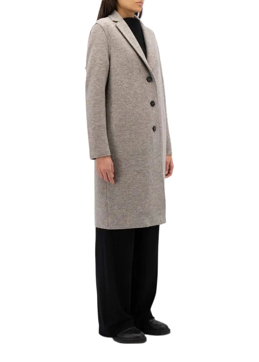 Women overcoat pressed wool - Natural Casha