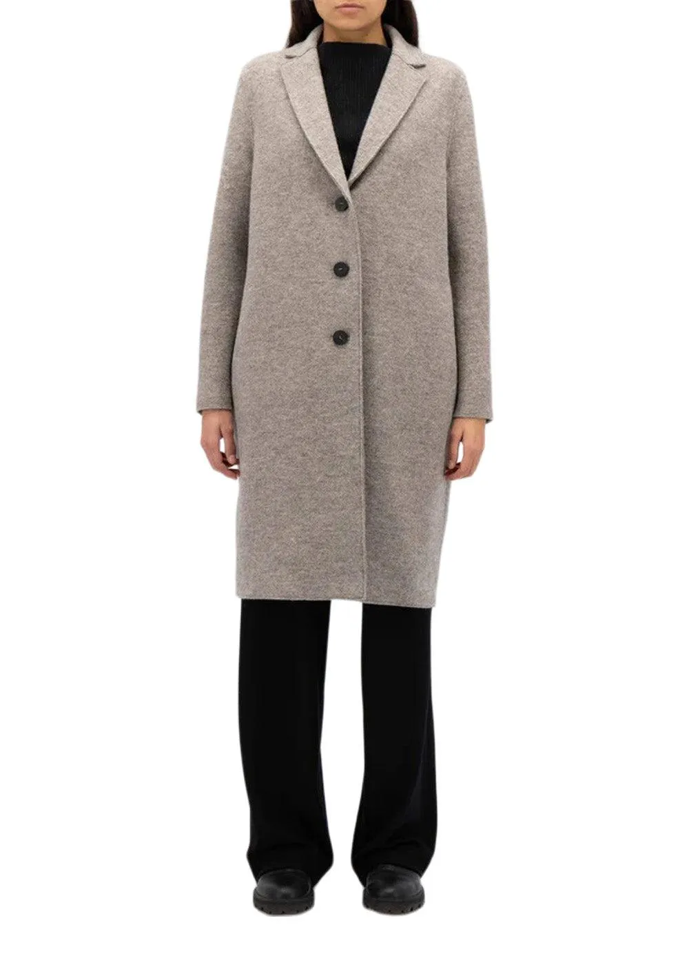 Women overcoat pressed wool - Natural Casha