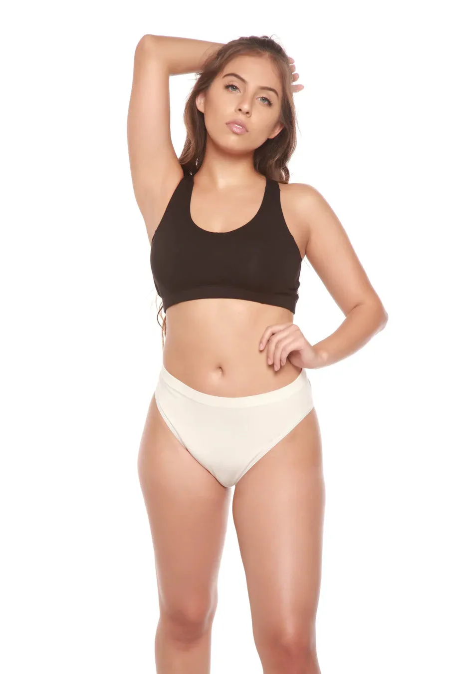 Women's Bamboo/Cotton High Leg Brief Style Underwear Natural Color - 3-pack