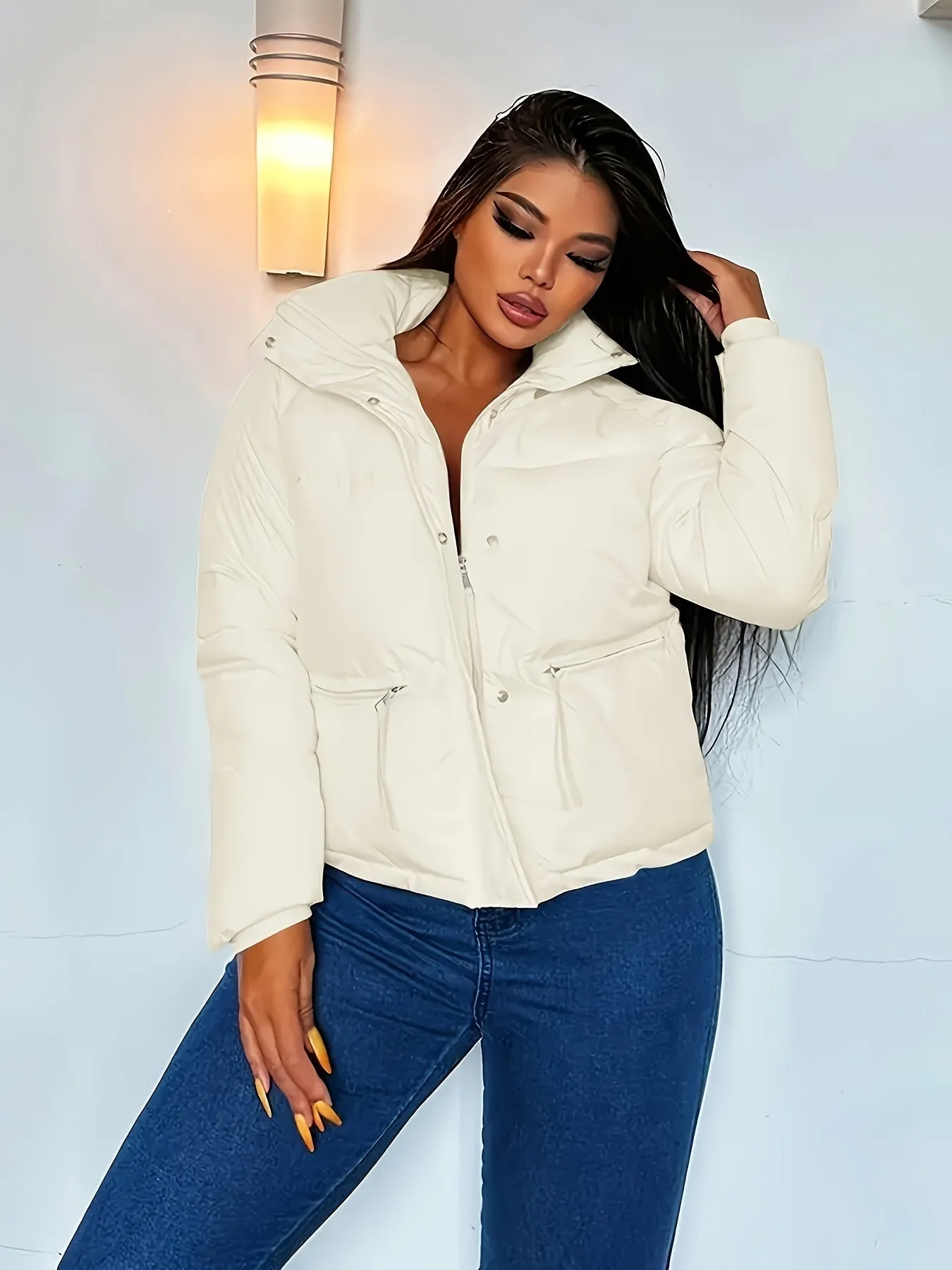 Women's Casual Short Down Jacket with Zipper | Ideal for Autumn/Winter