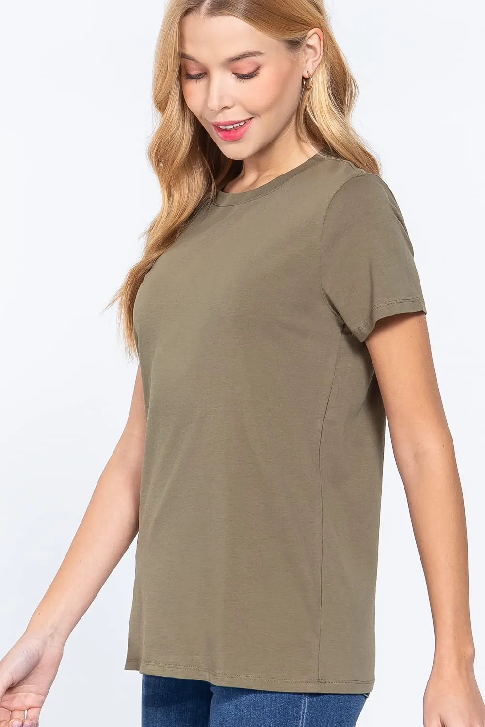 Womens- Crew Neck Short Sleeve Boxy Boyfriend Tee