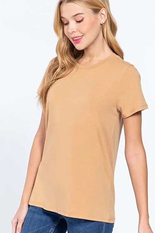 Womens- Crew Neck Short Sleeve Boxy Boyfriend Tee