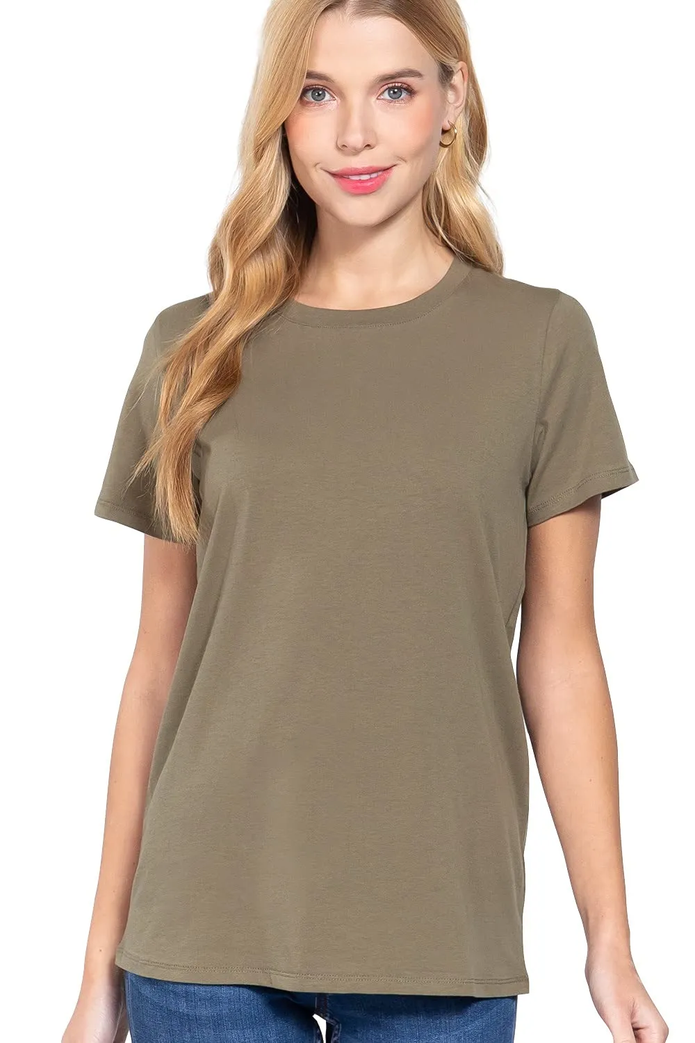 Womens- Crew Neck Short Sleeve Boxy Boyfriend Tee