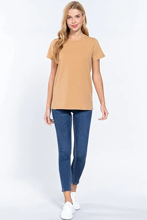Womens- Crew Neck Short Sleeve Boxy Boyfriend Tee
