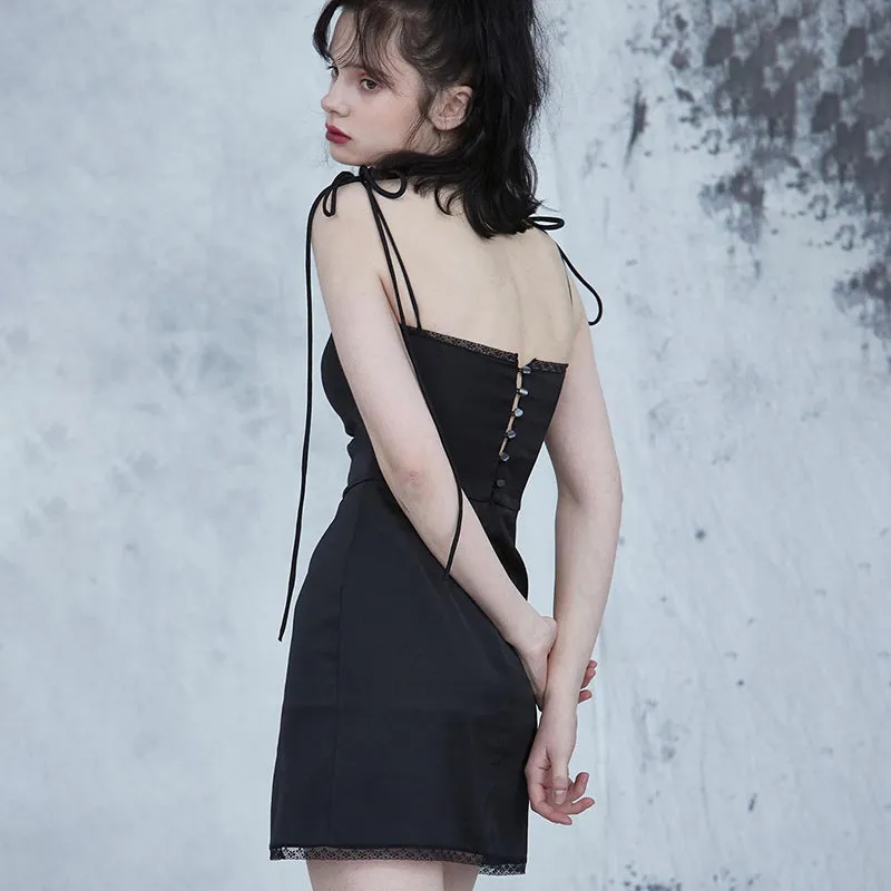 Women's Satin Sleeveless Slim Mini Dress
