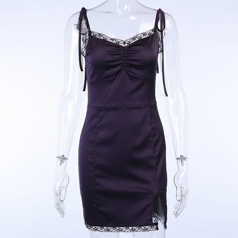Women's Satin Sleeveless Slim Mini Dress