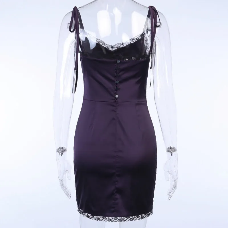 Women's Satin Sleeveless Slim Mini Dress