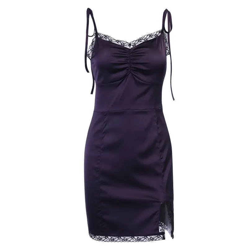 Women's Satin Sleeveless Slim Mini Dress