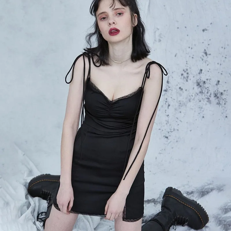 Women's Satin Sleeveless Slim Mini Dress